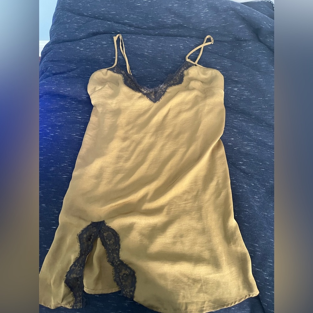 Urban Outfitters mini olive green slip dress